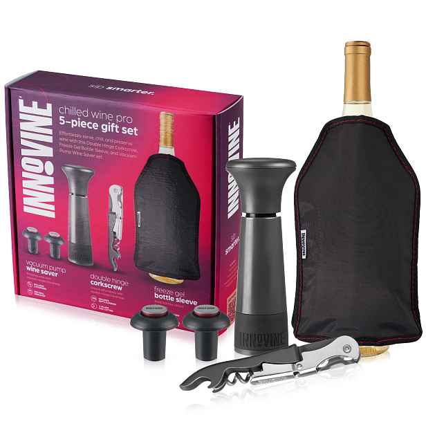 Innovine Sada na víno Innovine, 5 ks (vakuová pumpa, 2 zátky, otvírák, chladicí návlek)