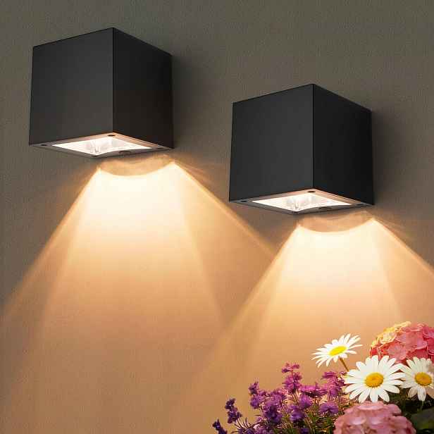 Led solární nástěnné lampy 2 ks IP65 2, teplá barva, studená bílá