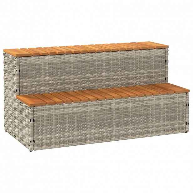 vidaXL Obruby k vířivce světle šedý 100x50x50,5cm polyratan a akáciové