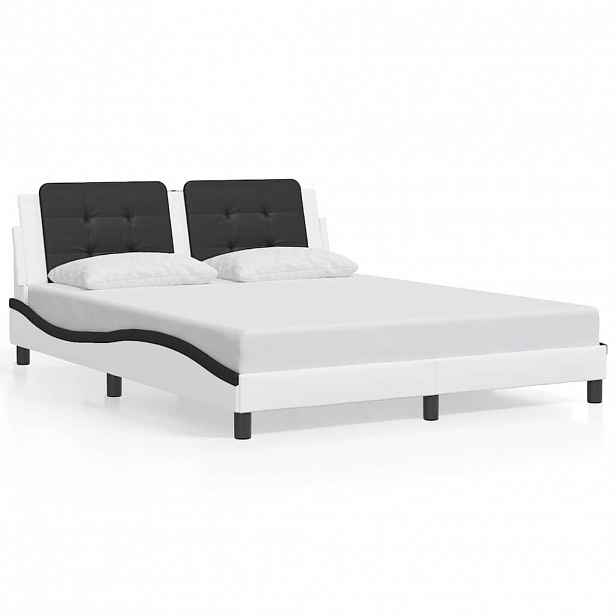 vidaXL Rám postele bez matrace Zadar bílý a černý 160 x 200 cm umělá kůže
