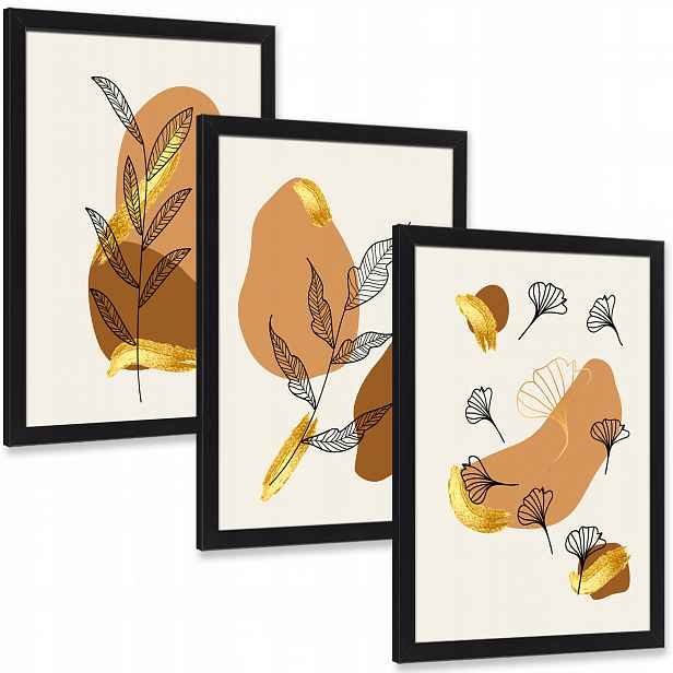 Triptych Boho, moderní obrazy na zeď, dekorace do obývacího pokoje 30x60 cm