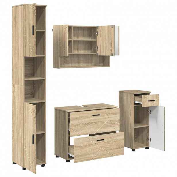 vidaXL Sada koupelnového nábytku 4 ks Sonoma dub 35 x 30 x 192 cm
