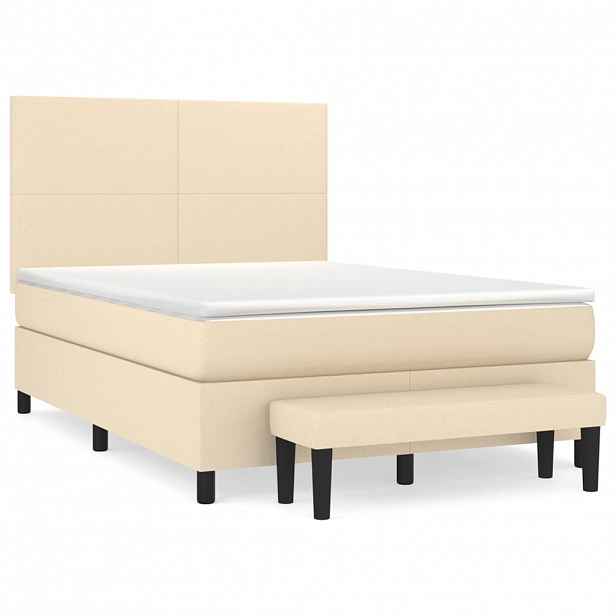 vidaXL Box spring postel s matrací krémová 140x200 cm textil