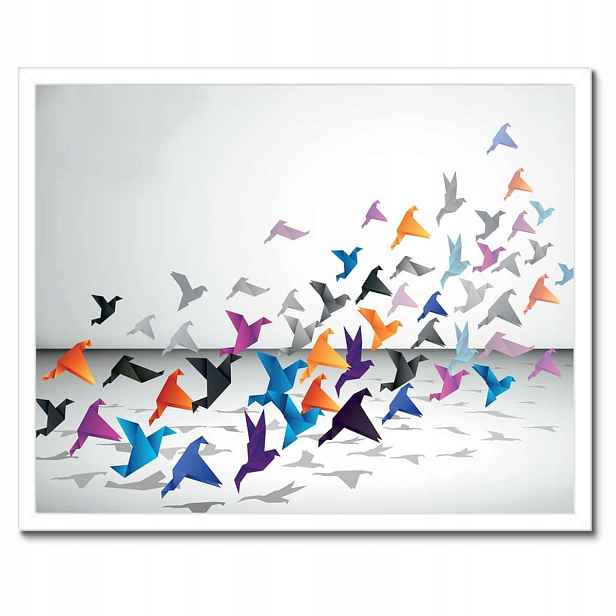 Plakáty v rámu 50x40 Origami Ptáci v letu