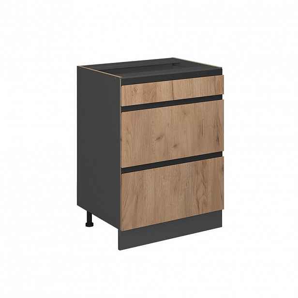 Vicco SPODNÍ SKŘÍŇKA KUCHYŇSKÉ LINKY R-Line Zlatý mocný dub 60 cm Tvar J, se zásuvkami, bez pracovní desky