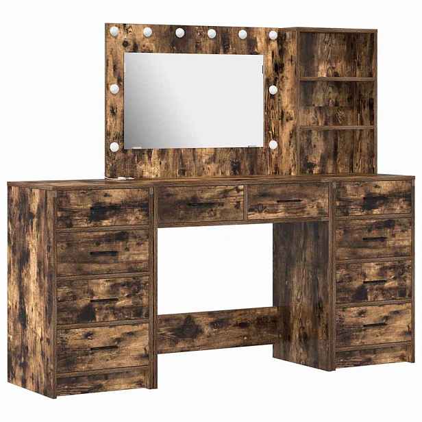 vidaXL Kosmetický stůl 3 ks Kouřový dub 78,5 x 41 x 135 cm