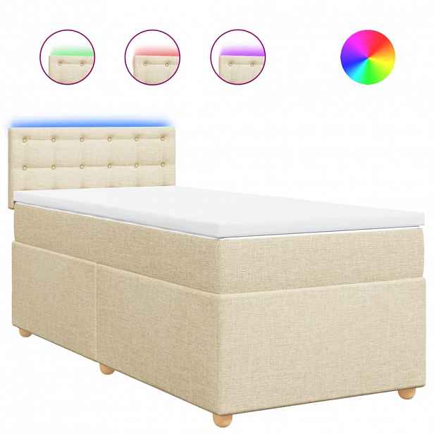 vidaXL Box spring postel s matrací krémová 80 x 200 cm textil