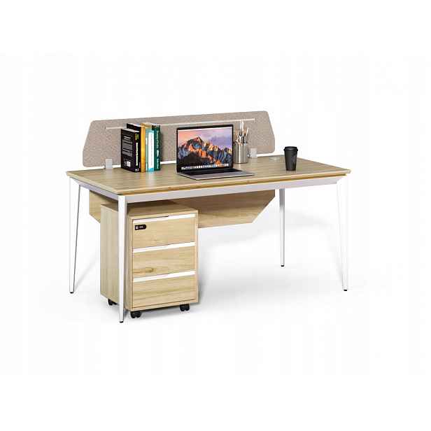 Kancelářský stůl s kontejnerem Houseland Profit Max 01 1608 dub/bílý
