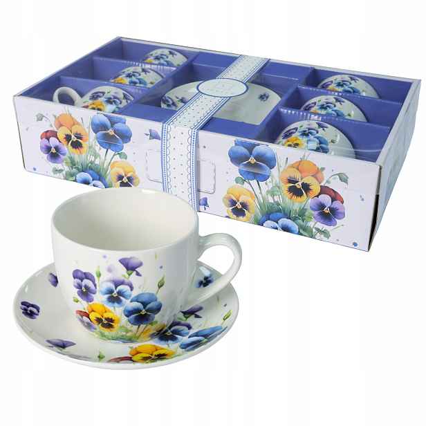 Komplet 6 Šálků S Podšálky Na Kávu A Čaj 250 ML 6 Ks CR6-98