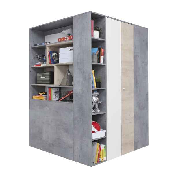 Meblar Šatní skříň SIGMA SI1 L/P Barva: beton/bílá/dub