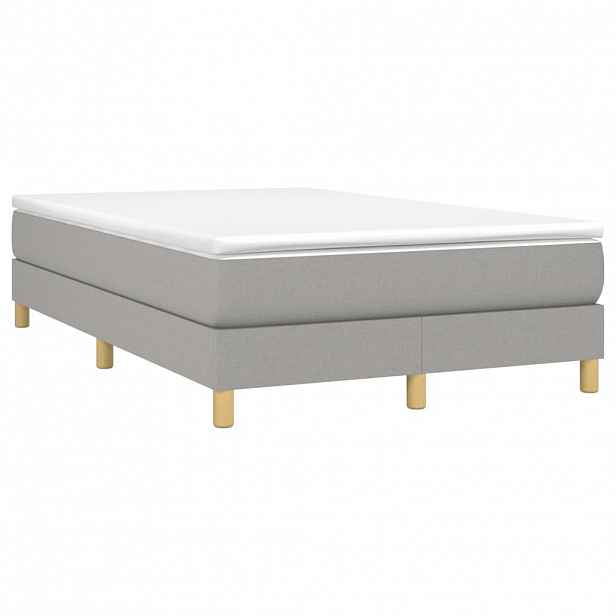 vidaXL Box spring postel s matrací světle šedá 120x190 cm textil