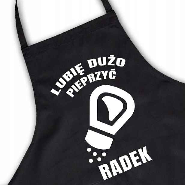 Černá kuchyňská zástěra Dárek Zábavný Tvé Jméno Projekt Kreator