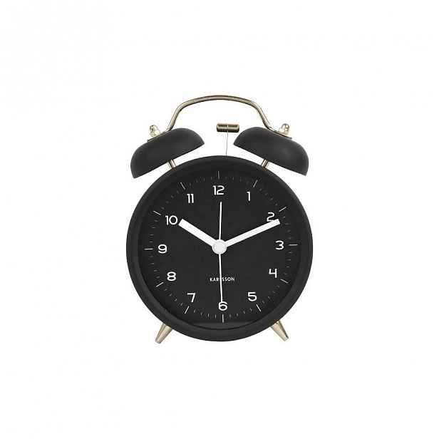 Černý budík Karlsson Classic Bell, ⌀ 10 cm
