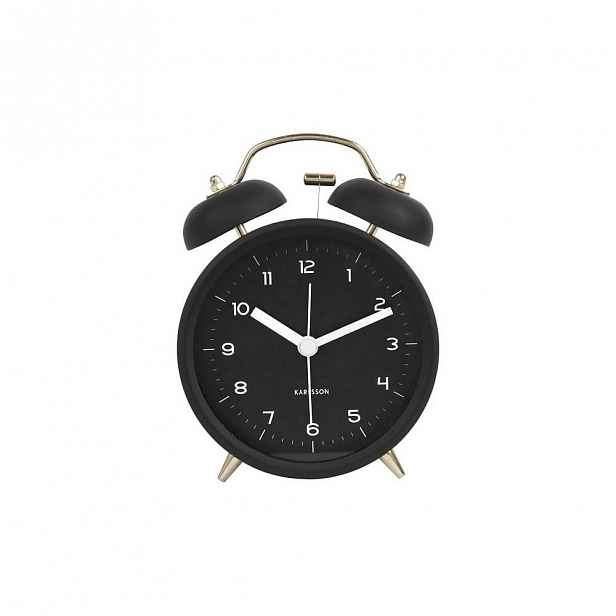 Černý budík Karlsson Classic Bell, ⌀ 10 cm