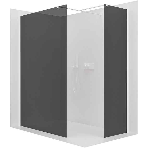 Sprchová zástěna Walk-in Onyx T L/P - 8 mm - hranatá vzpěra - bílá matná, grafitové sklo - 70x30x200 cm