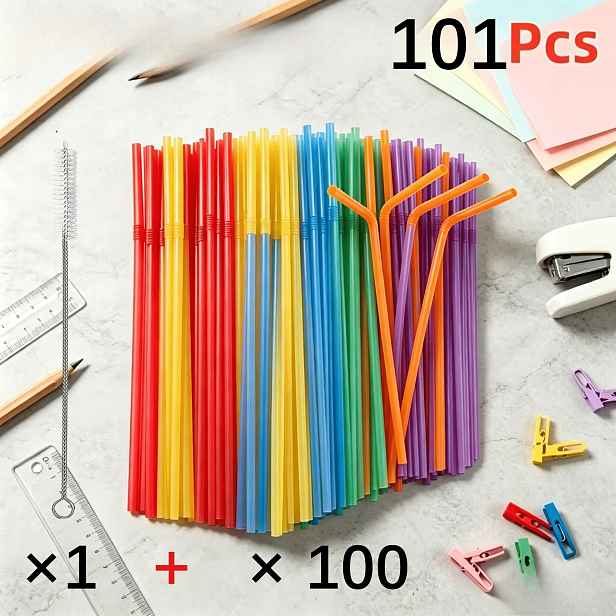 TEMU 101/201 ks Čisticí kartáč a brčka, opakovaně použitelné, kuchyňské potřeby - Perfektní volba pro čištění skla, kovových brček atd.! Perfektní