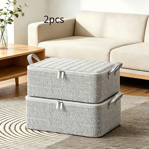 TEMU 2ks Velkokapacitní skládací úložné boxy s víky, Domácí stěhovací balicí tašky, Prostorově úsporný design, Vhodné pod postele, do šatníků a na