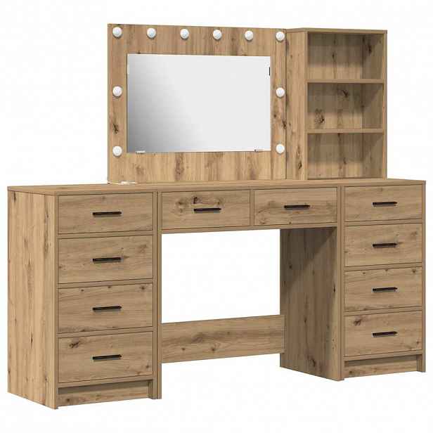 vidaXL Kosmetický stůl 3 ks Artisanový dub 78,5 x 41 x 135 cm