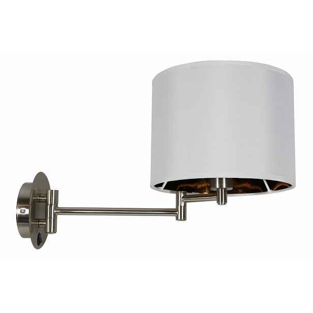 Nástěnná lampa s chromovaným ramenem a bílým stínidlem do ložnice Candellux