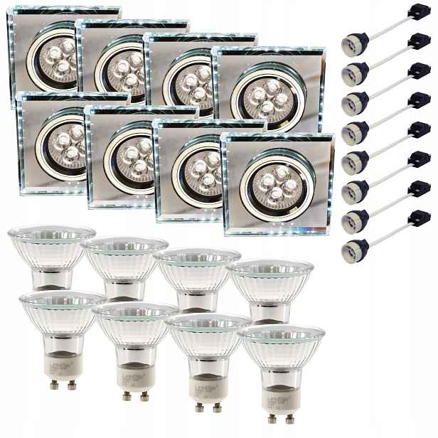 8x Halogenové stropní svítidlo Bílý Led pásek žárovka GU10 50W Sada
