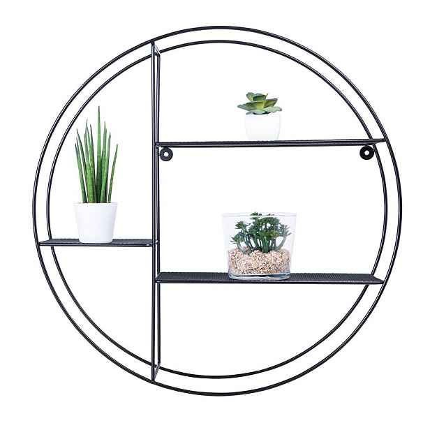 Olsen Spa  KD02081782 - Nástěnná drátěná polička; 53x53x12 cm; černá barva
