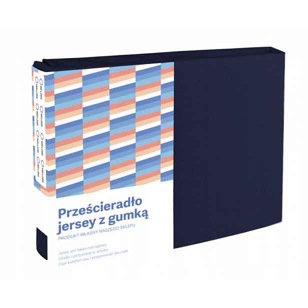 Prostěradlo Tmavě Modré Jersey S Gumičkou 200X220 Bavlněné Matné Husté