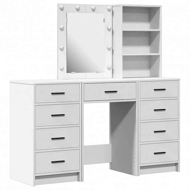 vidaXL Kosmetický stůl 3 ks Bílá 40 x 41 x 135 cm Kompozitní dřevo