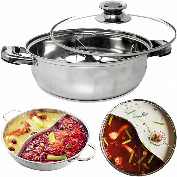 Čínský Hrnec na fondue, dělený horký hrnec, průměr 26 cm Nerezová Ocel Remo