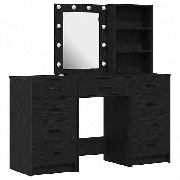 vidaXL Kosmetický stůl 3 ks Černá 40 x 41 x 135 cm Kompozitní dřevo