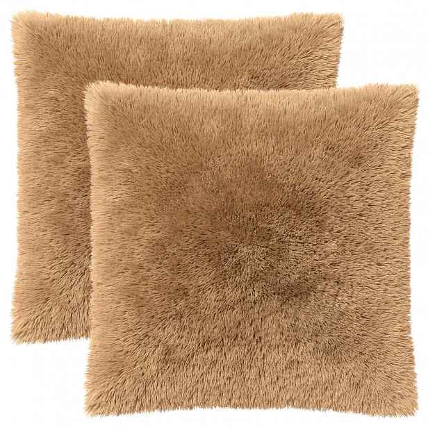vidaXL Povlak na polštář 2 pcs HEERLEN Taupe 65 x 65 cm PV fleece