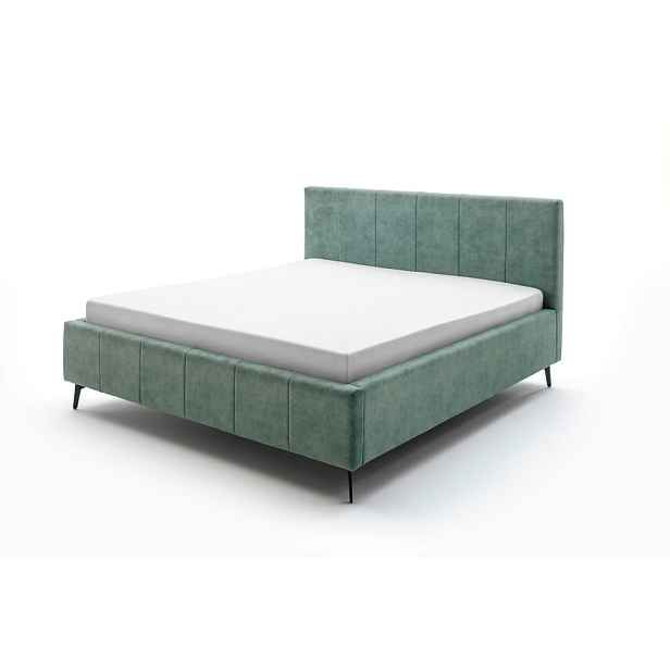 Zelená čalouněná dvoulůžková postel s úložným prostorem s roštem 180x200 cm Lizzano – Meise Möbel