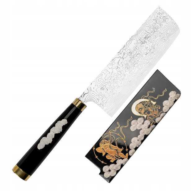 Takeshi Saji Art Fujin Raijin Kuty R-2 Japonský Nůž Nakiri 17 cm a Saya