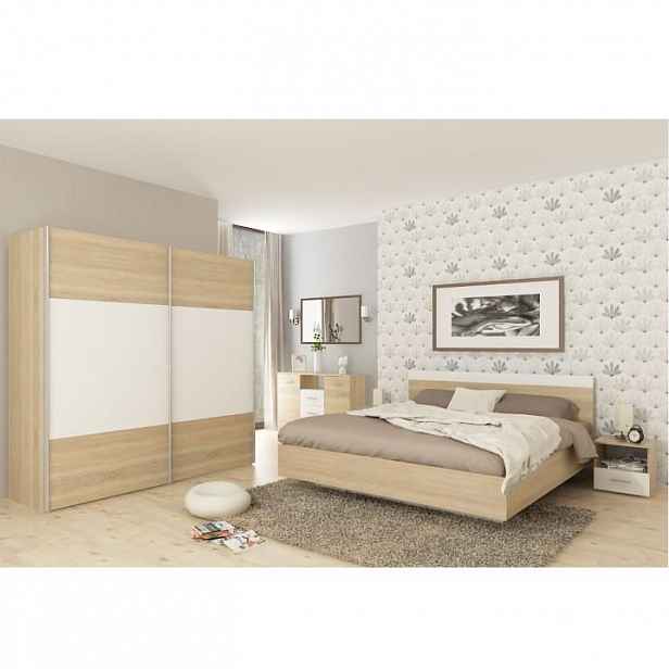 Ložnicový komplet (postel 180x200 cm), dub wotan / bílá, GABRIELA