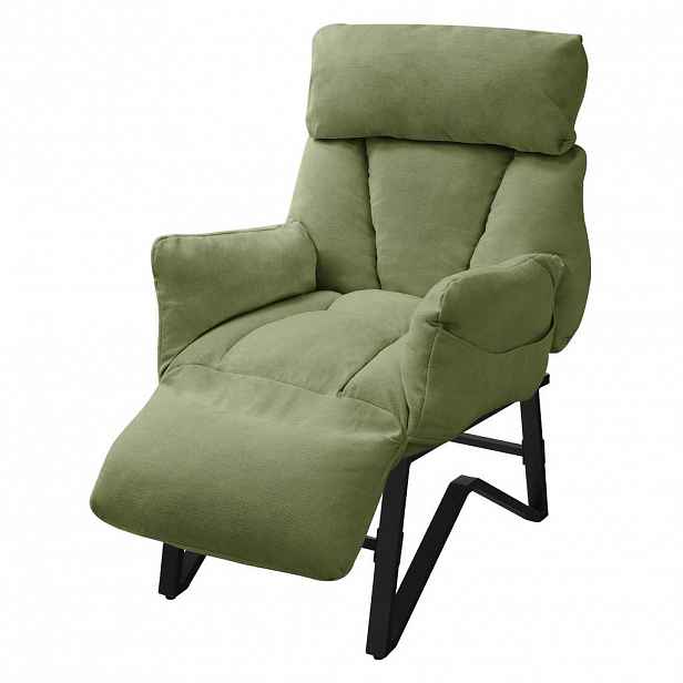ML-DESIGN KŘESLO s polohovací funkcí, zelené, s plátěným potahem, polohovatelné relaxační křeslo do obývacího pokoje