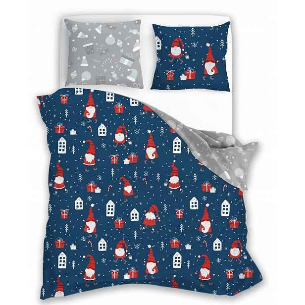 Povlečení bavlněné 160x200 vánoční Santa Claus tmavě modré mládežnické