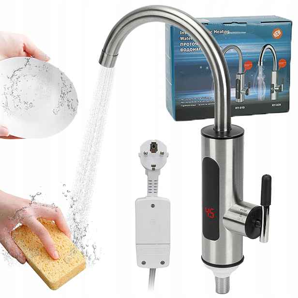 Průtokový Ohřívač Vody Elektrický Ohřívač Kohoutková Baterie LCD Kuchyňská Baterie