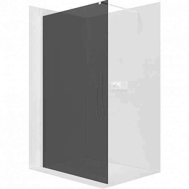 Sprchová zástěna Walk-in Onyx Cube L/P - 8 mm - hranatá vzpěra - bílá matná, grafitové sklo - 120x200 cm