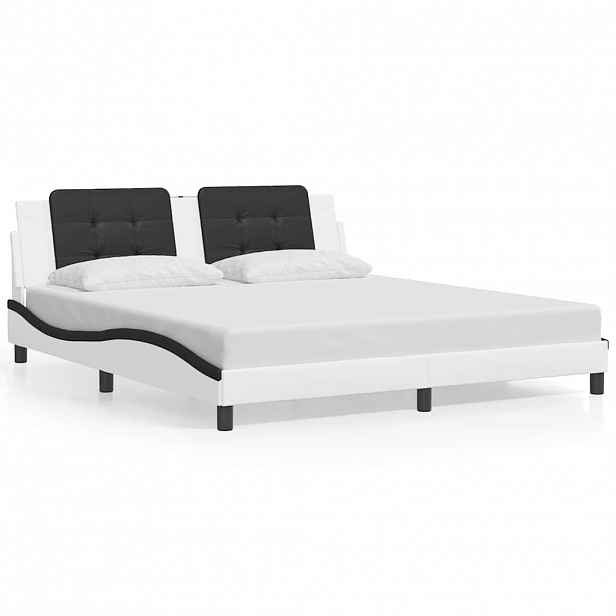 vidaXL Rám postele bez matrace Zadar bílý a černý 180 x 200 cm umělá kůže
