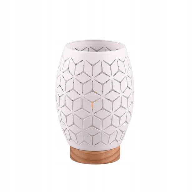 noční stolní lampa se vzorem, bílá, dřevěná, hnědá, podstavec 21 cm Rl