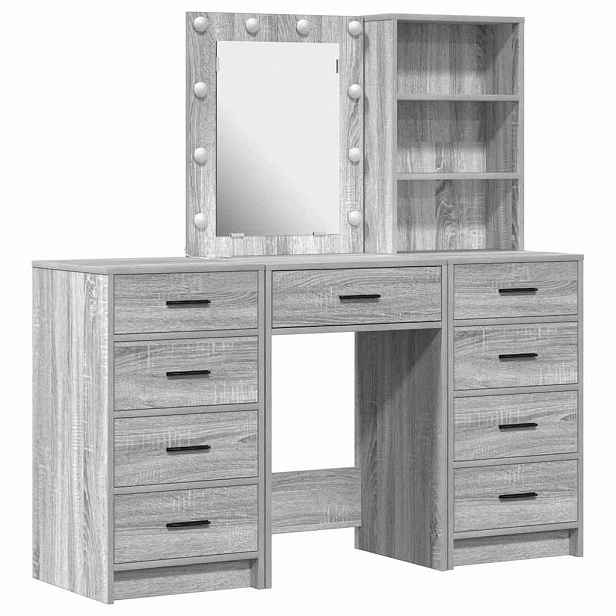 vidaXL Kosmetický stůl 3 ks Šedá 40 x 41 x 135 cm Kompozitní dřevo