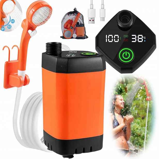 Přenosná Kempingová Sprcha 6000MAH, Mobilní Displej Teploty