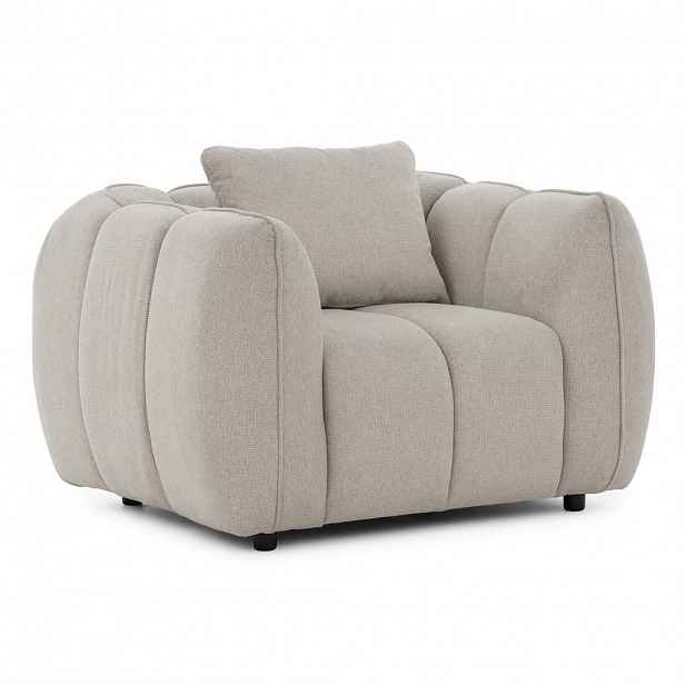 S-Style KŘESLO Nubira v hluboce prošívaném designu Bubble z měkké strukturované látky v barvě taupe s moderním vzhledem
