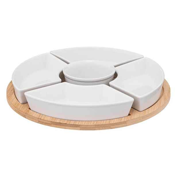 Secret de Gourmet Sada servírovacích misek Helper porcelán/bambusové dřevo