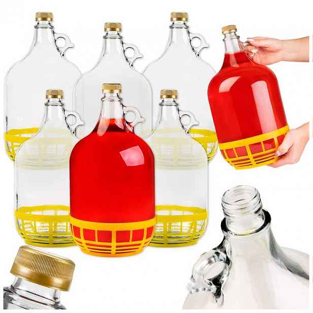 TEMU Sada 6 ks. 5L Gąsior - Fermentační balón na víno, likéry, , domácí pálenku a další domácí , láhev na víno v koši - Odolný koš s úchyty - Ideální