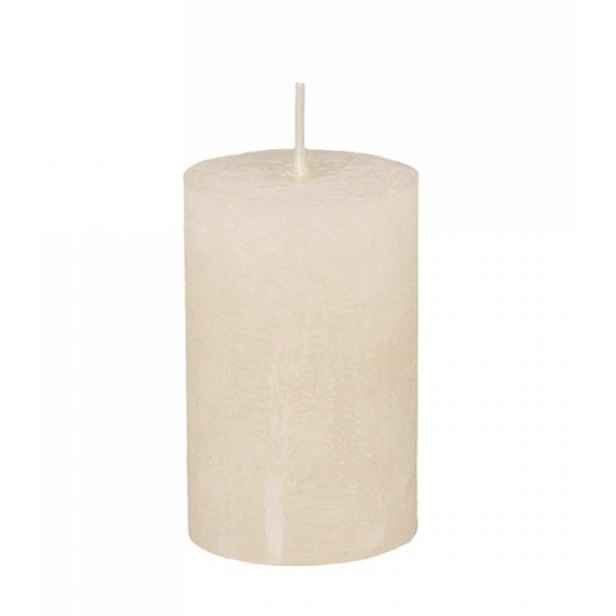 Pudrová široká svíčka Macon Rustic nude - Ø 5 *8cm / 16h Chic Antique