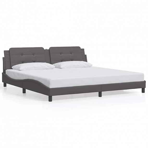 vidaXL Rám postele bez matrace Zadar šedý 200x200 cm umělá kůže