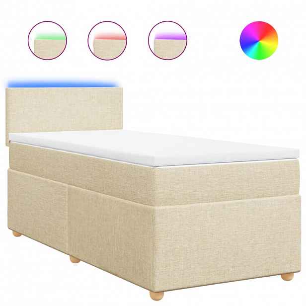 vidaXL Box spring postel s matrací krémová 90x190 cm textil