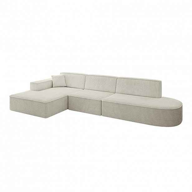 ALTDECOR ROHOVÁ SEDACÍ SOUPRAVA s otomanem vlevo IREA-L2-v4 – 327 x 165 x 77 cm, krémová