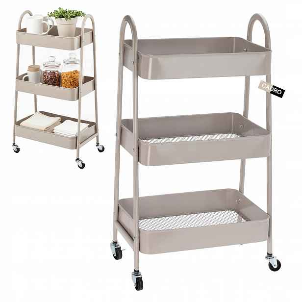 Kuchyňský koupelnový regál na kolečkách, pojízdná kovová skříňka 44x31,5x79,5