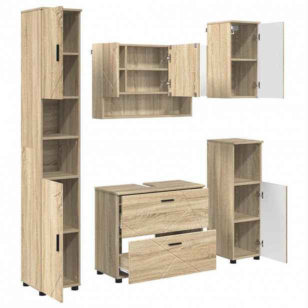 vidaXL Sada koupelnového nábytku 5 ks Sonoma dub 35 x 30 x 192 cm